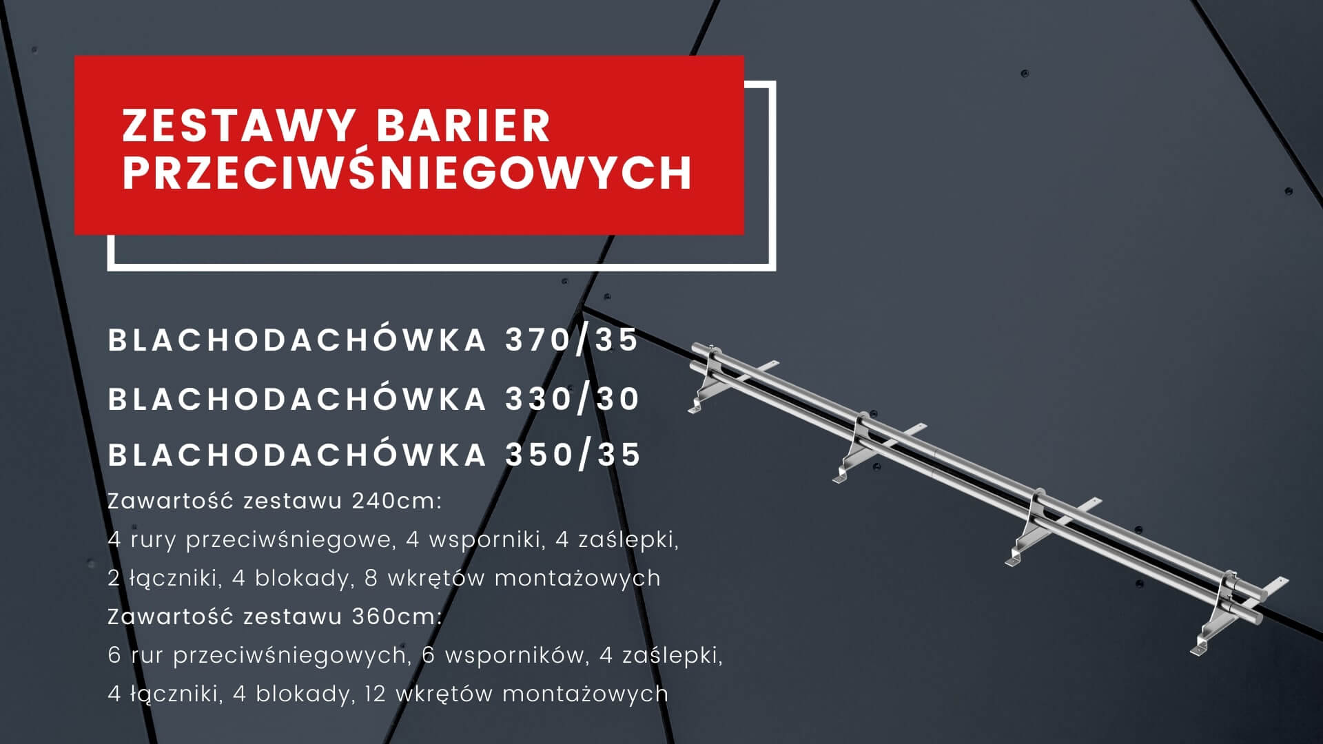 Nowość - Bariery przeciwśniegowe (płotki przeciwśniegowe) do blachodachówki!