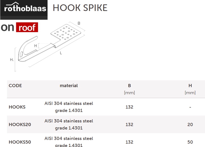 Hook spike wymiary