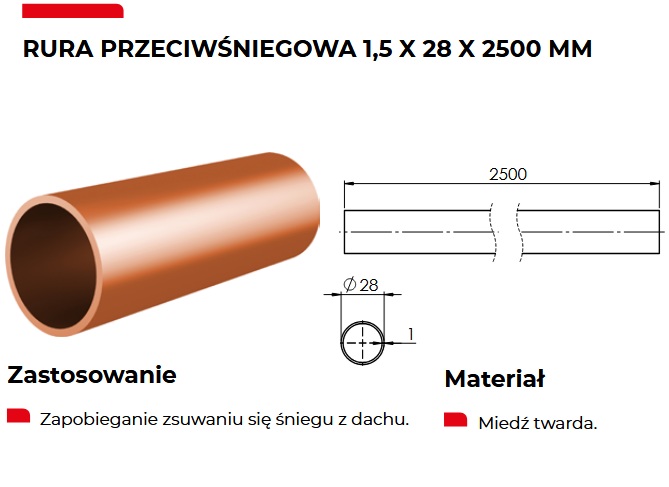 Miedziana rura przeciwśniegowa CEDA