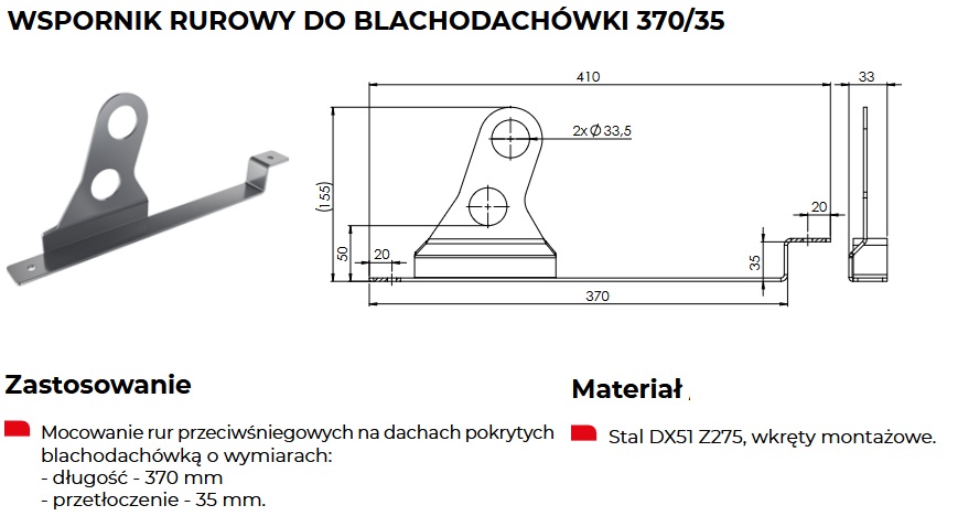 Wspornik płotka śniegowego do Regle Pruszyński