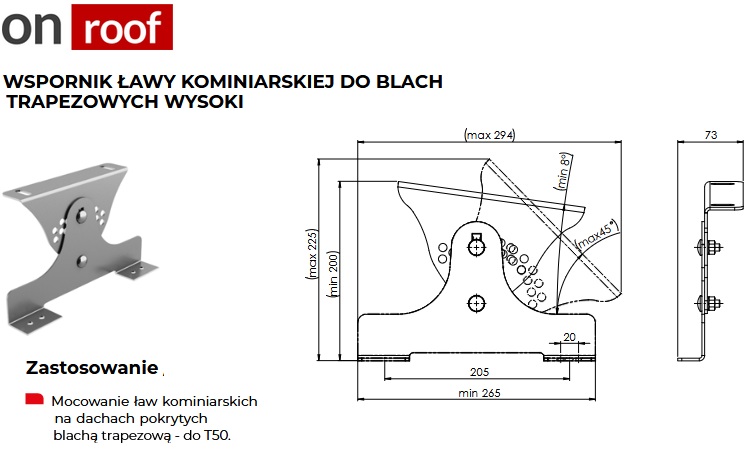 Wspornik ławy kominiarskiej do trapezu