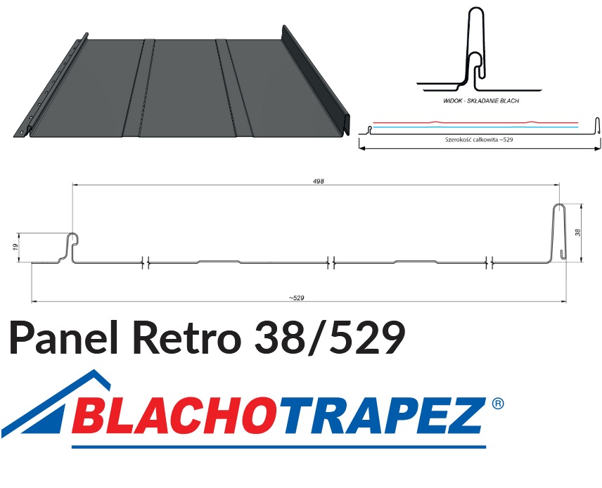 Panel Retro 38 płotek śniegowy do rąbka Blachotrapez