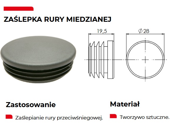 zaślepka do rury miedzianej